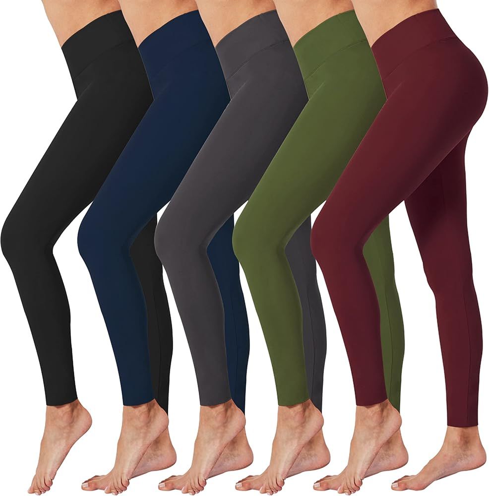 VALANDY High Waisted Leggings for Women Stretch Tummy Control Workout Running Yoga Pants Reg&Plus Si | Amazon (US)