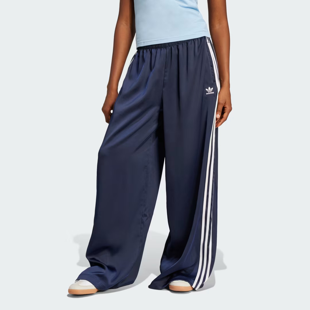 adidas Adicolor Satin Wide Leg Track Pants Night Indigo 16 Womens | adidas (US)