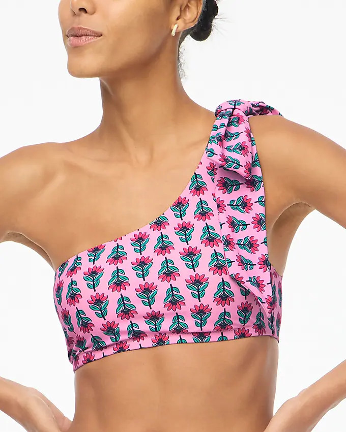 One-shoulder bow bikini top | J.Crew Factory