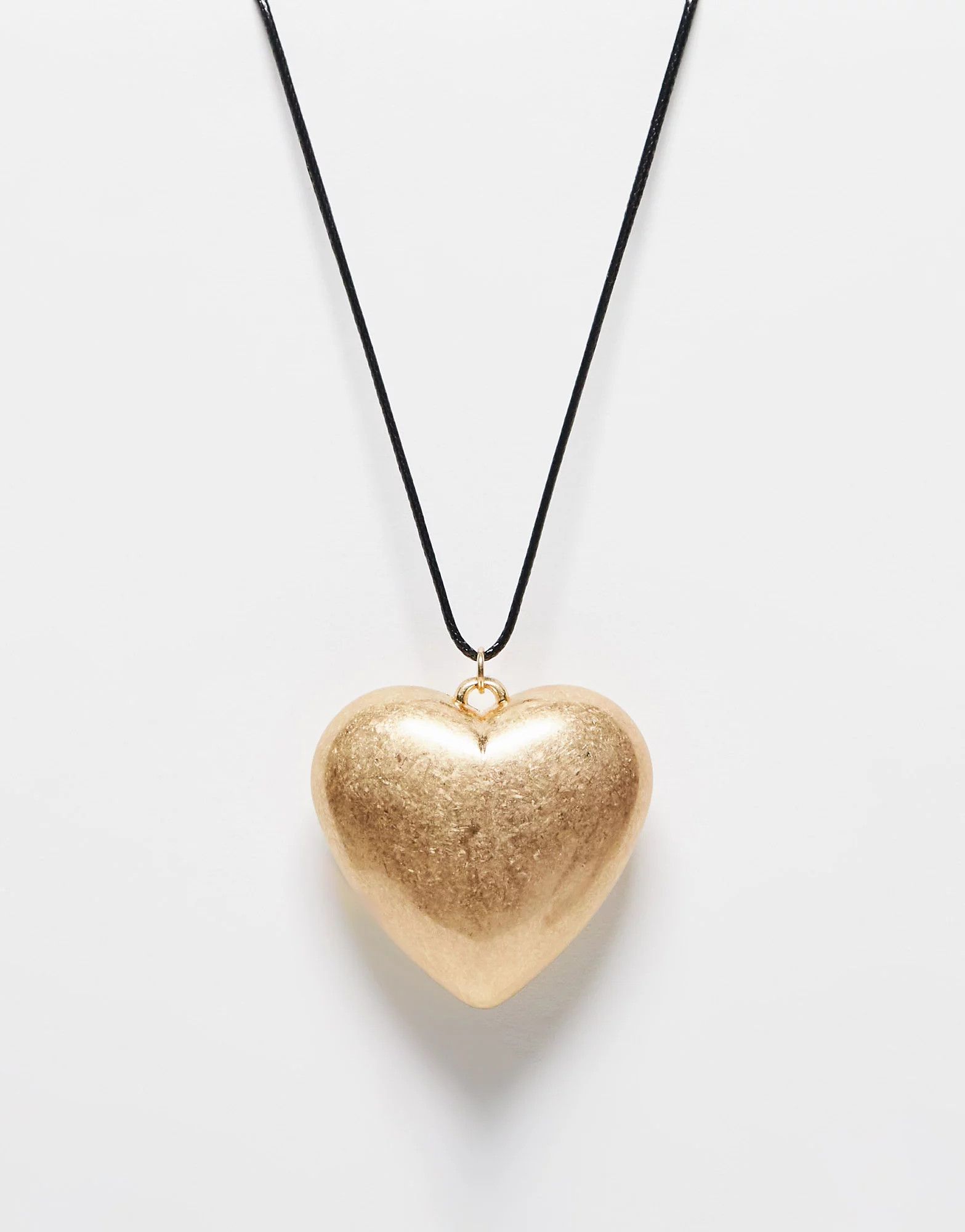 ASOS DESIGN pendant necklace with large puff heart detail in gold tone | ASOS (Global)