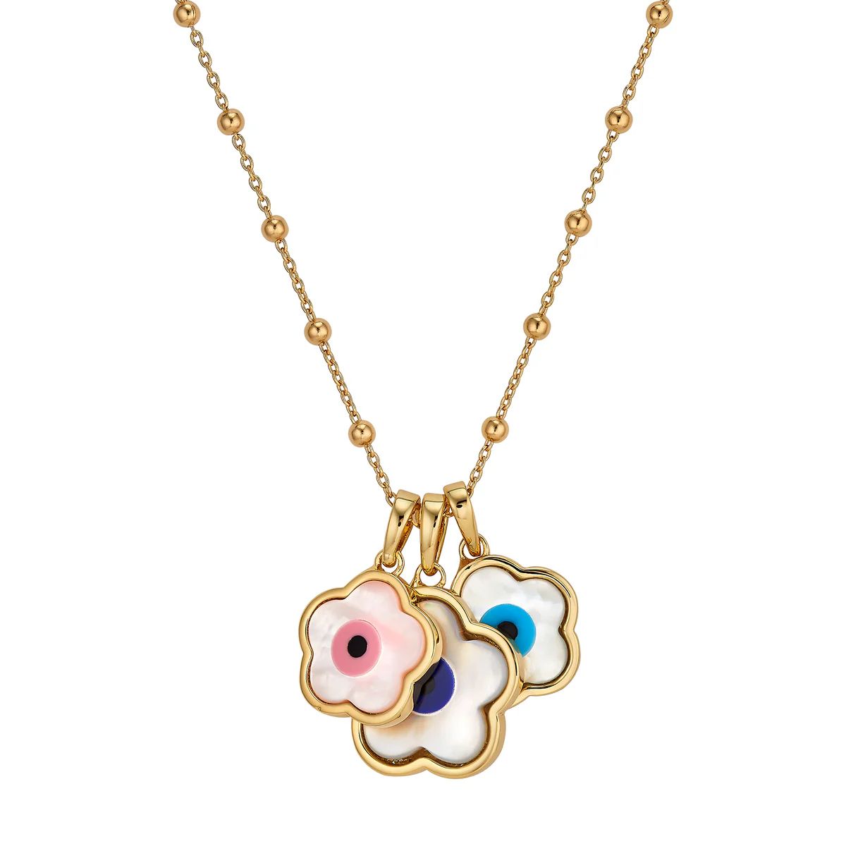 Flower Evil Eye Charm Trio + Florence Chain 18" | ASHA by ADM