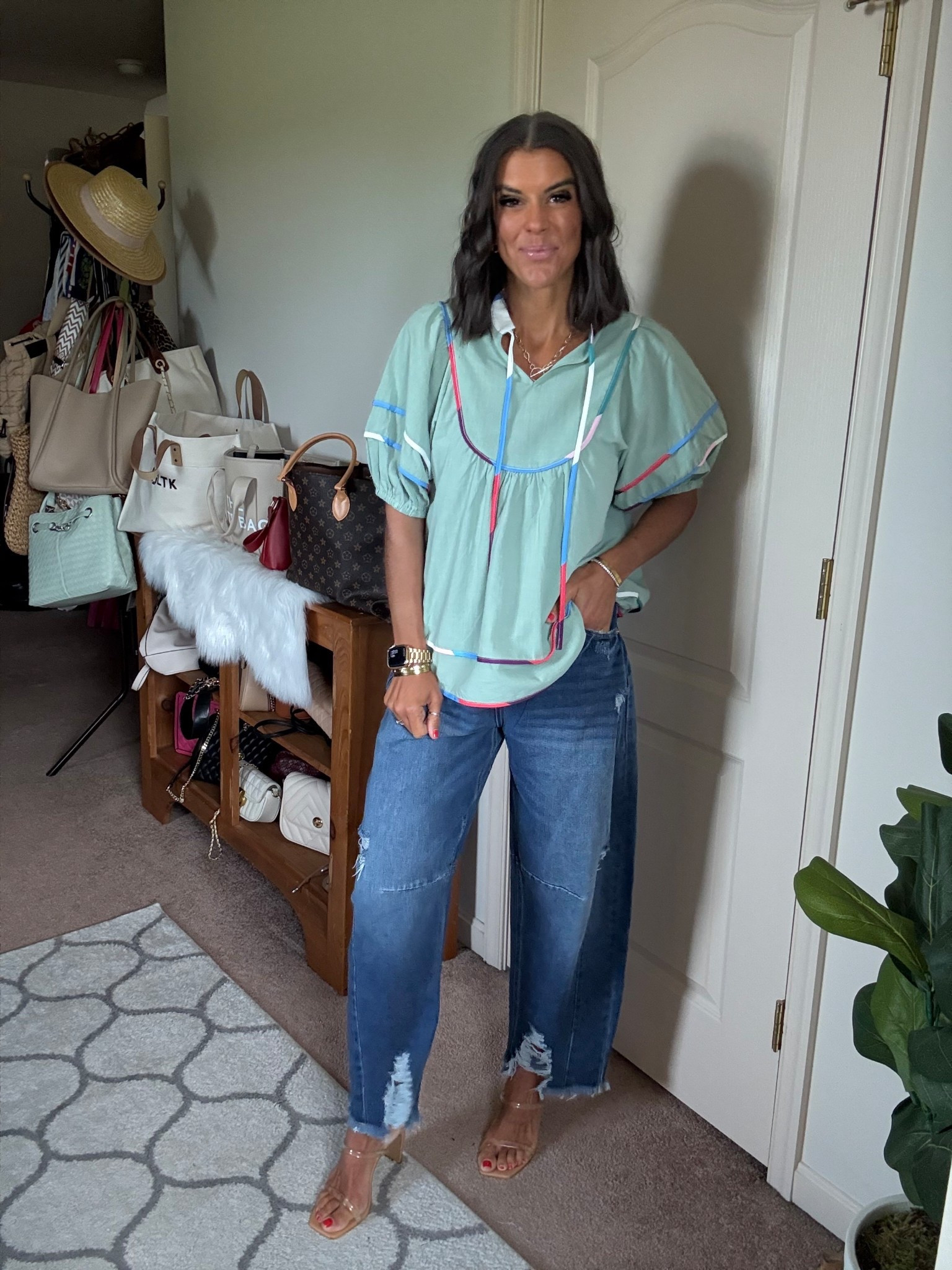 Size small in top, jeans fit true to size, shoes fit tts

#LTKSeasonal #LTKFindsUnder100