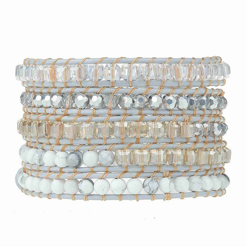 Marbled Beads with Crystals on Gray | Victoria Emerson