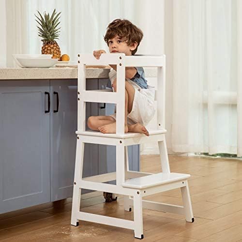 Kitchen Helper Step Stool for Kids and Toddlers with Safety Rail Children Standing Tower for Kitc... | Amazon (US)