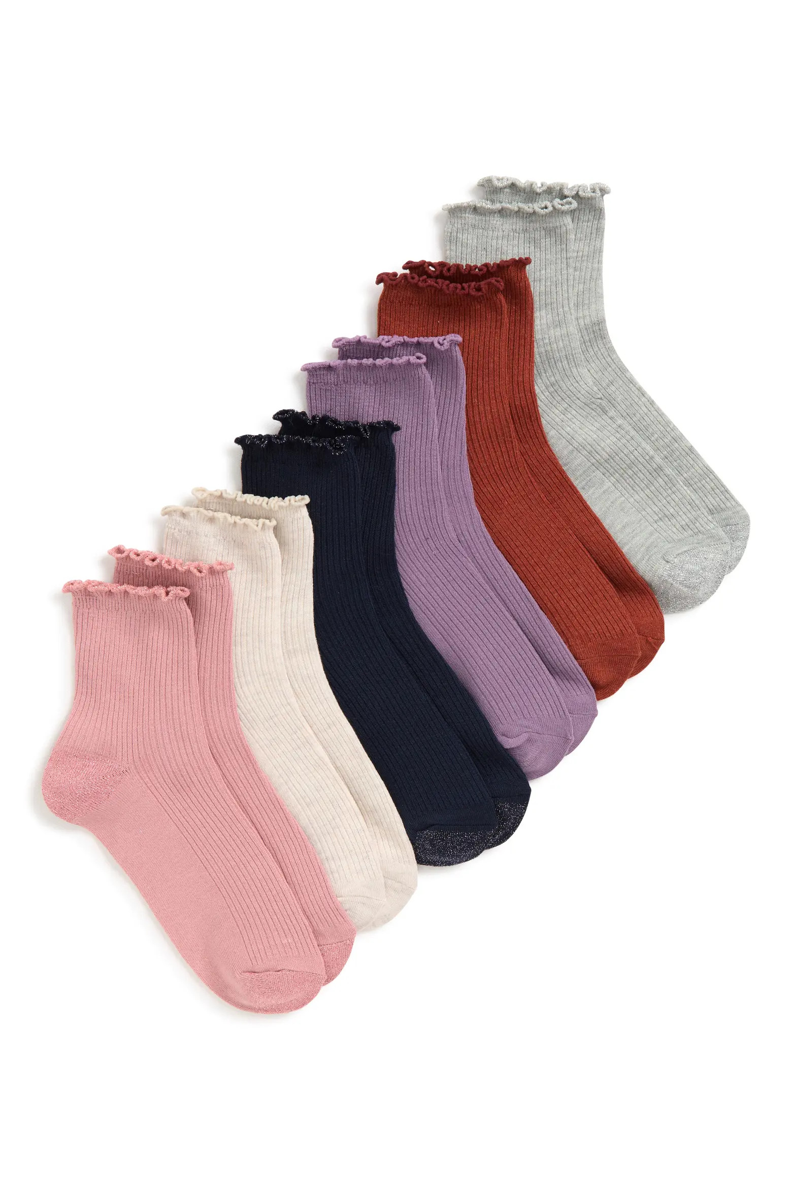 Kids' Assorted 6-Pack Lettuce Edge Crew Socks (Women) | Nordstrom | Nordstrom