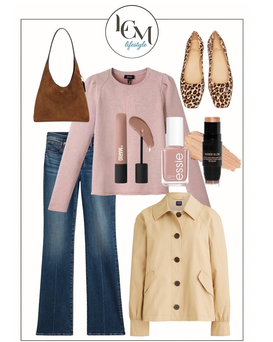 Soft neutrals + classic denim = the easiest kind of chic 🤍

Blush knit, flattering flares, a timeless camel jacket, and a touch of leopard to keep it interesting. Finished with glowy skin and the prettiest rosy nails for that pulled-together (but not trying too hard) vibe.

#LTKdayinmylife #LTKBeauty #LTKOver40