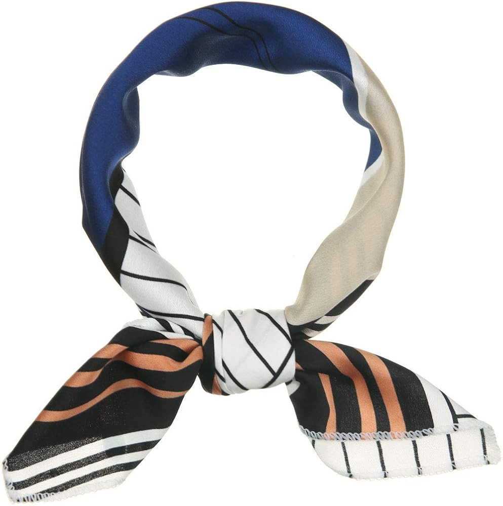 Allegra K 50cm Stripe Print Square Neck Wrap Scarves Head Scarf Kerchief Neckerchief Bandana for ... | Amazon (US)