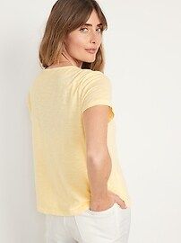 Slub-Knit V-Neck Button-Front Top for Women | Old Navy (US)