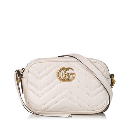 Pre-Owned Gucci GG Mini Marmont Matelasse Crossbody Calf Leather White | Walmart (US)