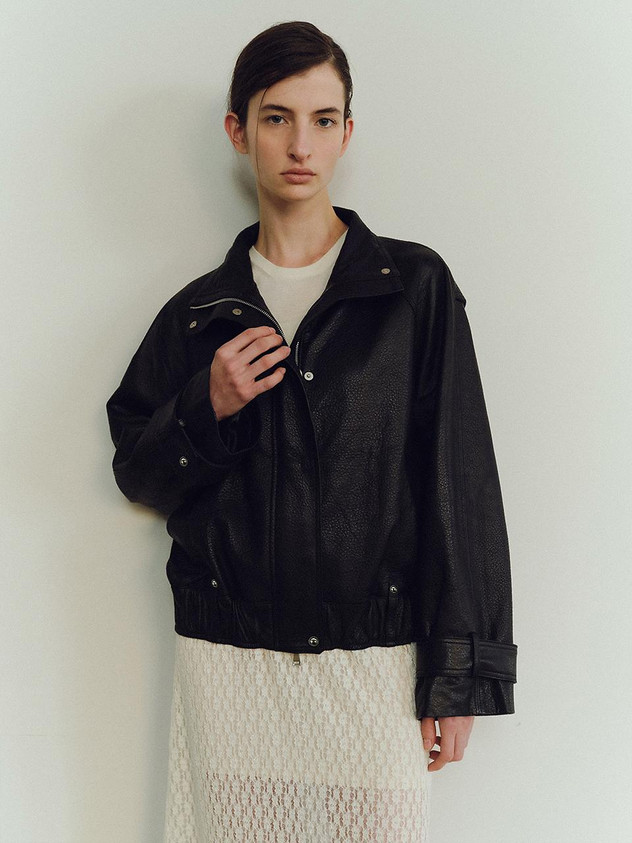 TVS HIGH NECK LEATHER JUMPER [BLACK] | W Concept (US)