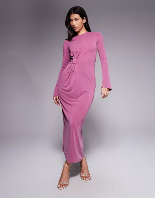 ASOS DESIGN modal twist knot detail maxi dress in mauve | ASOS (Global)