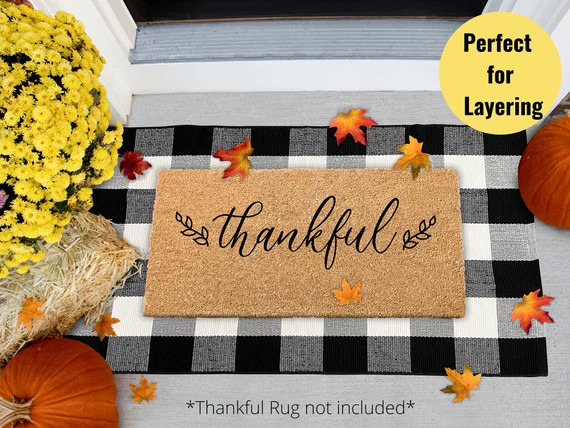 Fall Door Mat Buffalo Plaid Rug for Front Door Decor. Black - Etsy | Etsy (US)