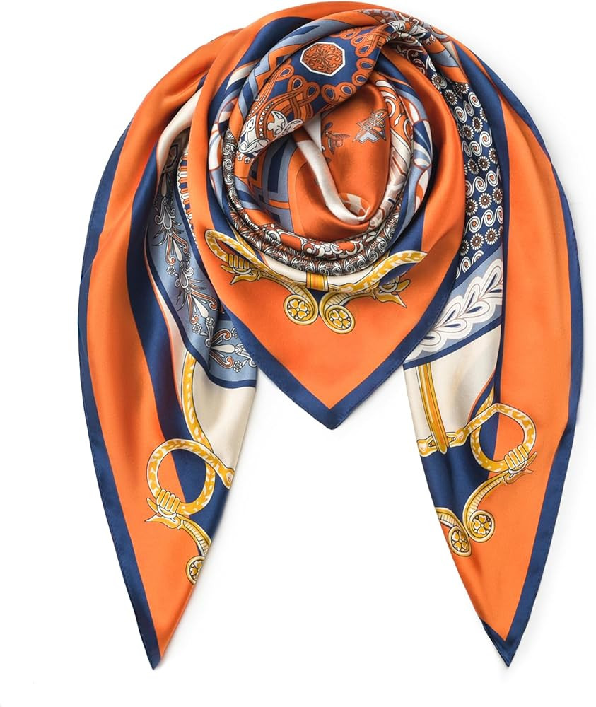 SHIROUYU 100% Pure Mulberry Silk Scarf 35" Large Square Lightweight Headscarf \u2013Women\u2019s ... | Amazon (US)