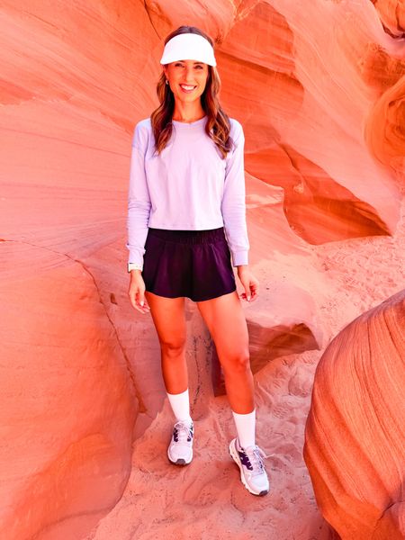 Hiking outfit. Amazon activewear. Disney outfit (skort would be perfect)! Amazon skort in XXS. Amazon ribbed tank tops in XS. Oncloud cloud horizon hiking shoes are TTS. Lululemon visor and crew socks.

*I wore this hiking Antelop Canyon and Horseshoe bend. The mornings are cooler so a light layer was perfect!

#LTKShoeCrush #LTKActive #LTKTravel