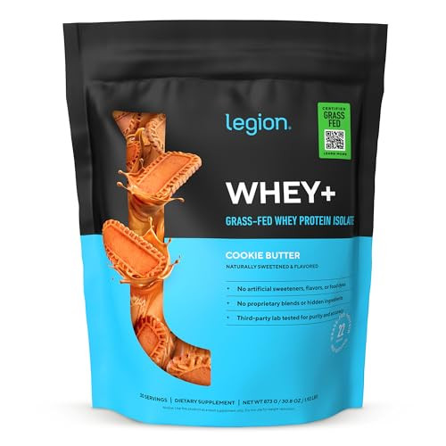 LEGION Whey+ Protein Whey Isolate from Grass Fed Cows (Cookie Butter, 30 Servings) - Whey Protein Isolate Powder Low Calorie, Non-GMO, Sugar Free, Lactose and Gluten Free, All Natural Protein Powder | Amazon (US)