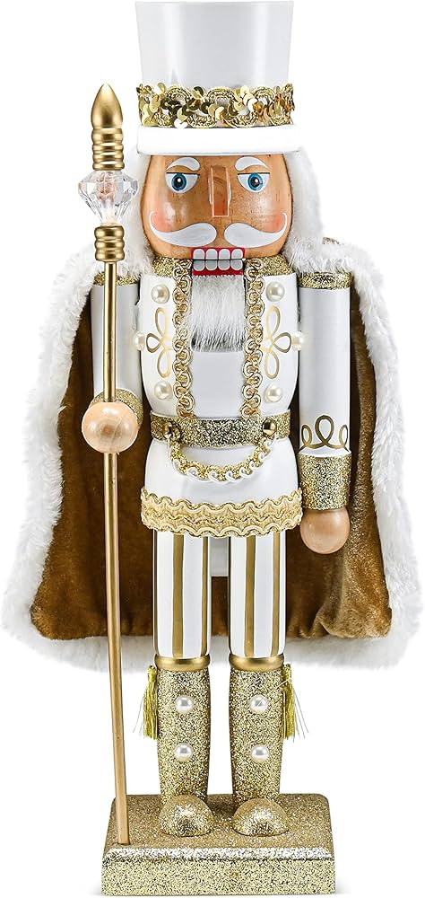 Ornativity Christmas Gold King Nutcracker – Gold and White Glittered Wooden Nutcracker Man with... | Amazon (US)