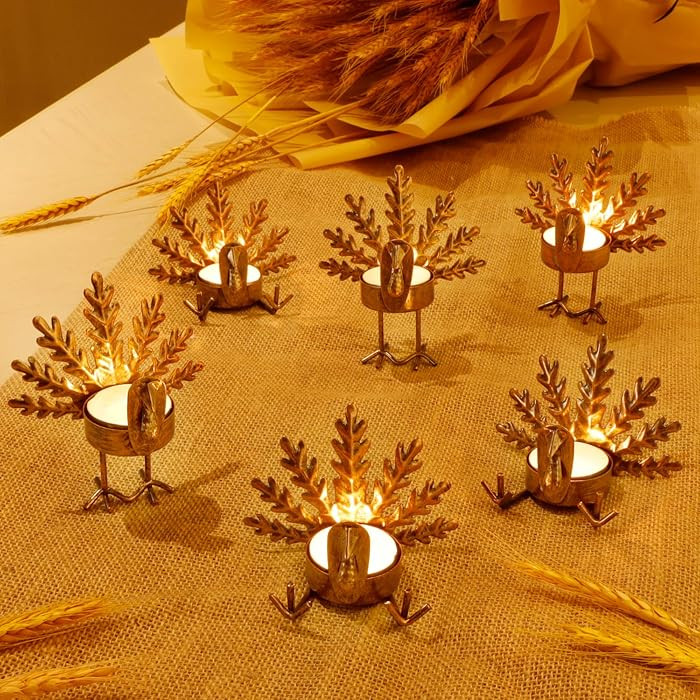SAND MINE Metal Turkey Tea Light Candle Holders, Thanksgiving Candle Holder, Turkey Candle Holder... | Amazon (US)