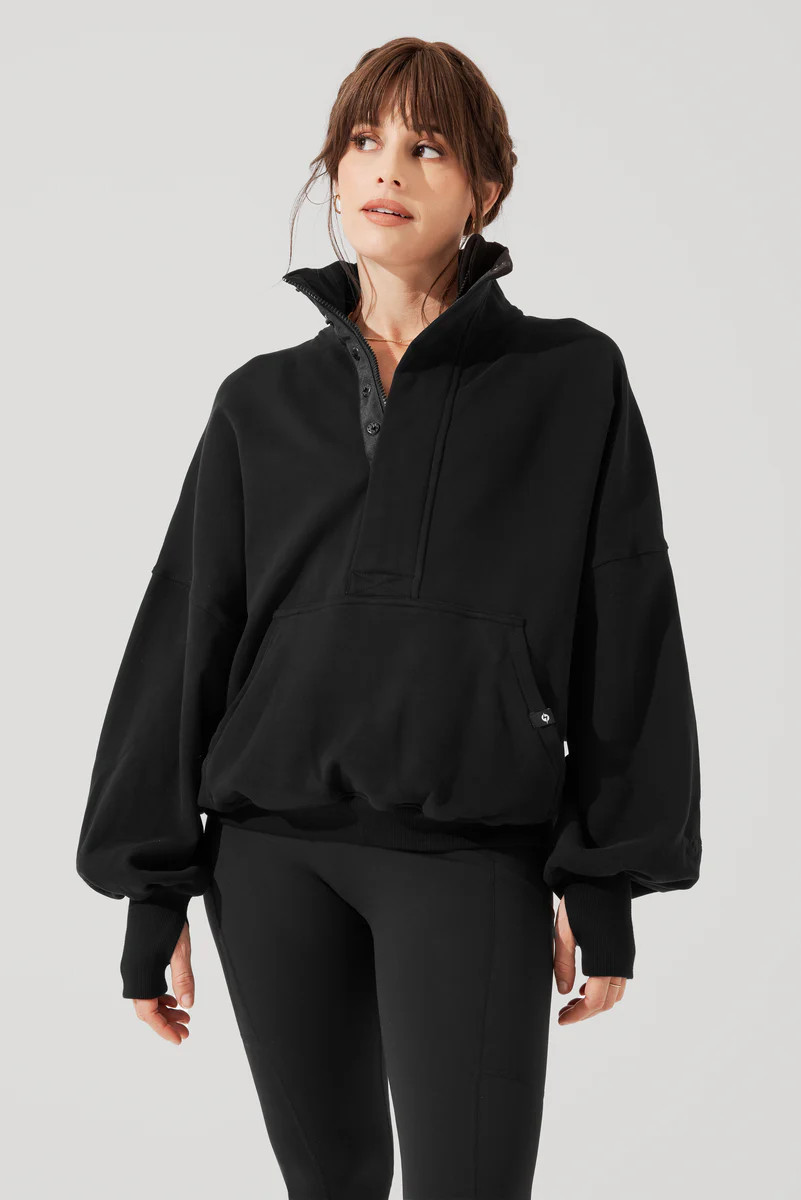 Ooey Gooey Half Zip Sweater - Black | POPFLEX