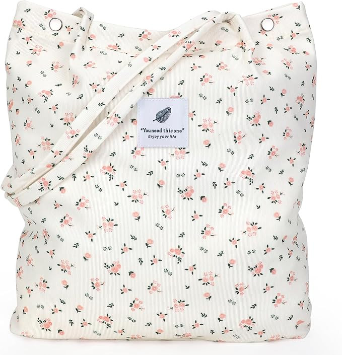 Corduroy Tote Bags for Women, Large Capacity Tote Purse Reusable Grocery Shoulder Bag with Inner ... | Amazon (US)