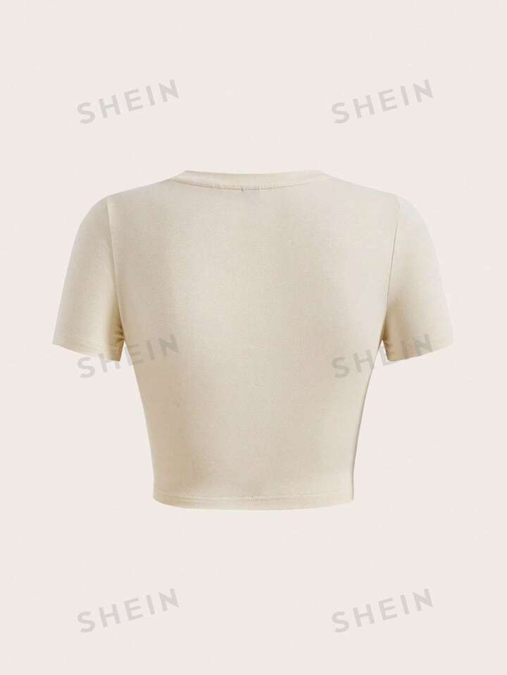 splusmart Letter & Graphic Print Crop Tee | SHEIN