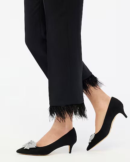 Feather-trim flare cropped pant | J.Crew Factory
