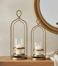 Metal Wall Candle Sconce Holder Set of 2 Wall Mount Candle Holder Holder Black Modern Wall Candle... | Amazon (US)