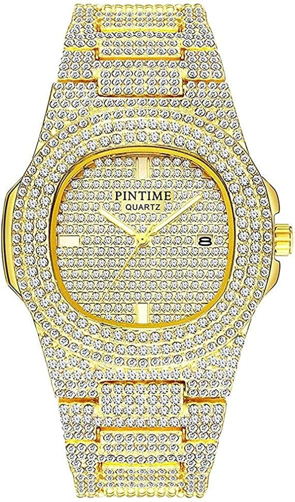 Luxury Unisex Watch Crystal Diamond Watches Big Face Women's Men's Quartz Watch Gold Color Silver... | Amazon (US)