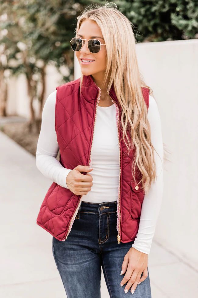 Always Finding You Burgundy Reversible Vest SALE | The Pink Lily Boutique