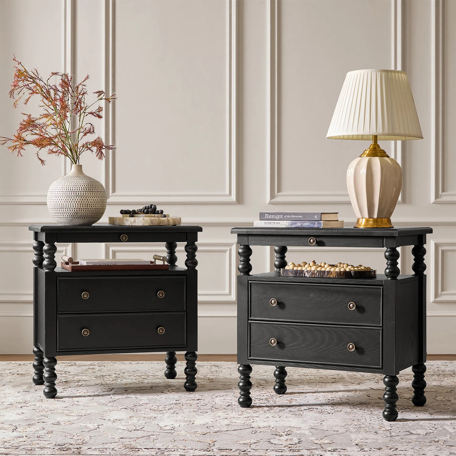 Aristidh Traditional 26"W 2-Drawer End Table with Charging Station and Pull-Out Shelf and Easy Assembly | Wayfair North America