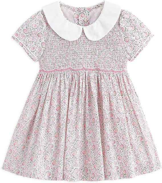 Simplee kids Baby Girl Smocked Dress Summer Casual Short Sleeve Dresses Floral Print Sundress Pri... | Amazon (US)