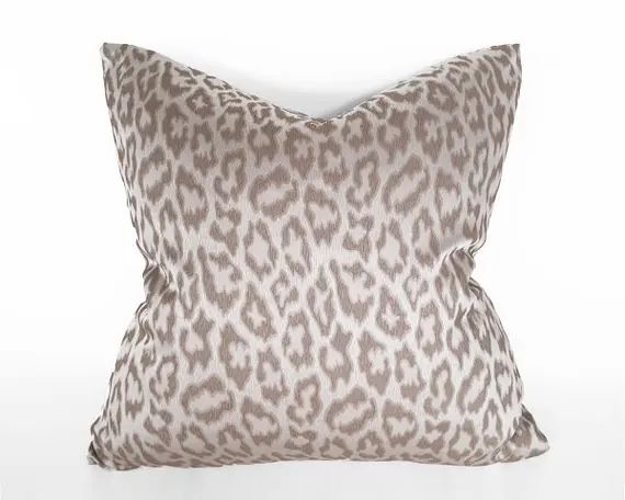 Leopard Pillow Cover, Silver Throw Pillows, Leopard Pillow, Grey, Gray Tan Pillow, Metallic Pillo... | Etsy (US)