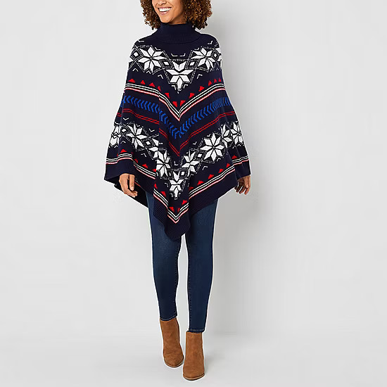 new!St. John's Bay Family Matching Mock Neck Womens Poncho | JCPenney