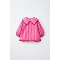 Zara - Striped And Rickrack Shirt - Fuchsia - 1½ Years (33,9 Inches) - Kids | Zara US