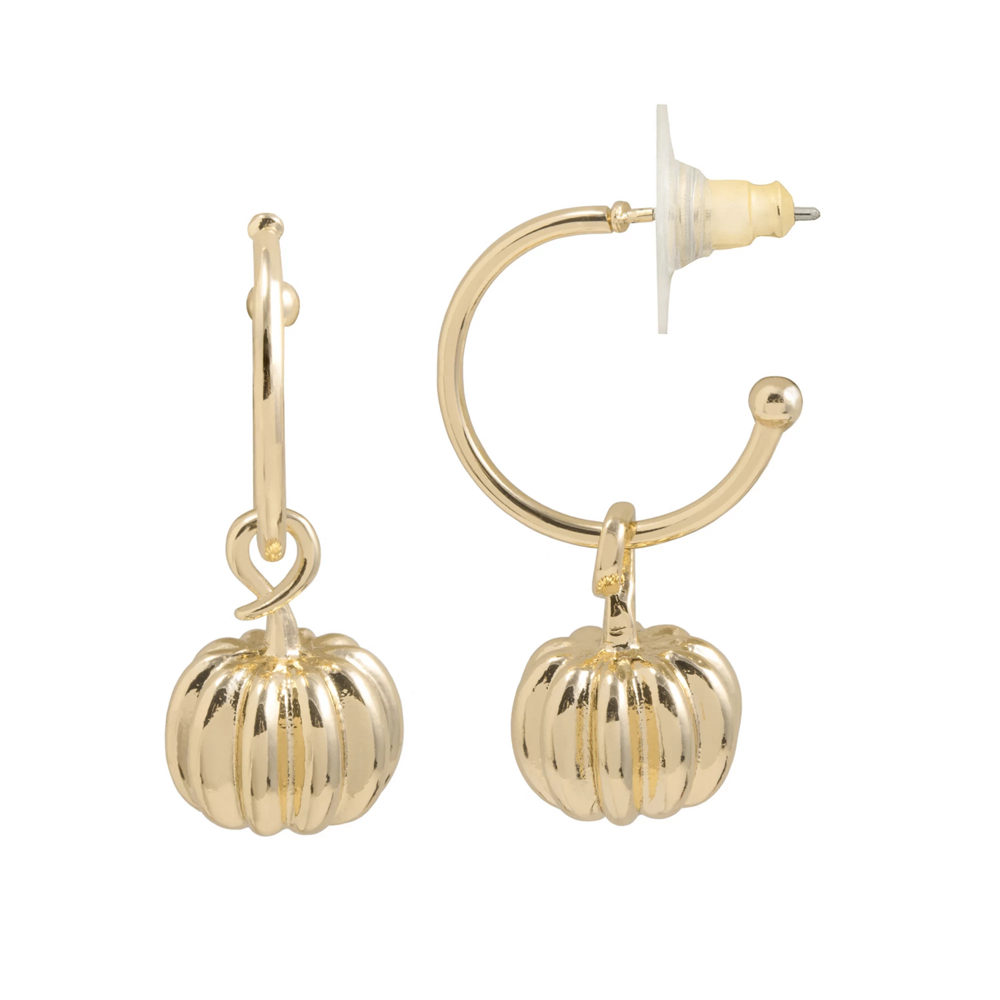 LC Lauren Conrad Gold-Tone Pumpkin Drop Hoop Earrings | Kohl's