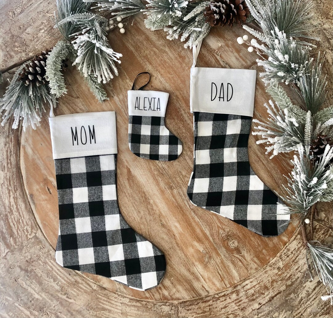 Personalized Family Christmas Buffalo Plaid Stocking Custom - Etsy | Etsy (US)