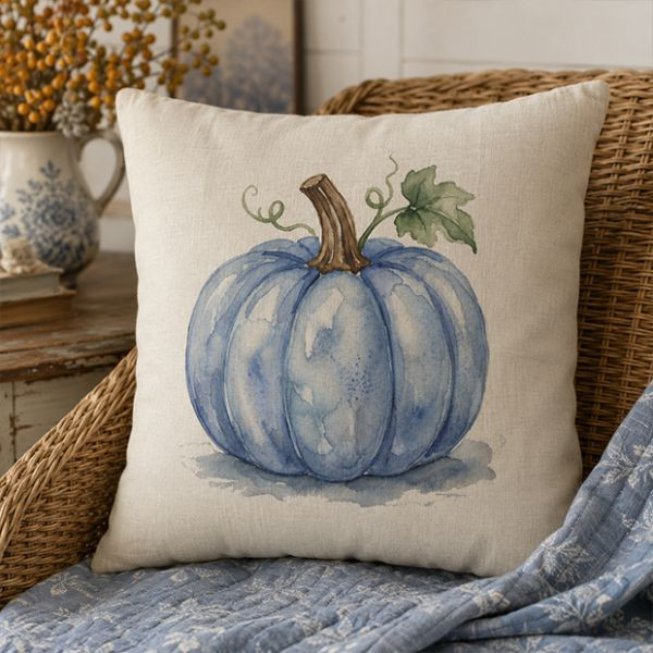 Blue Harvest Pumpkin Pillow Cover | Antique Farm House