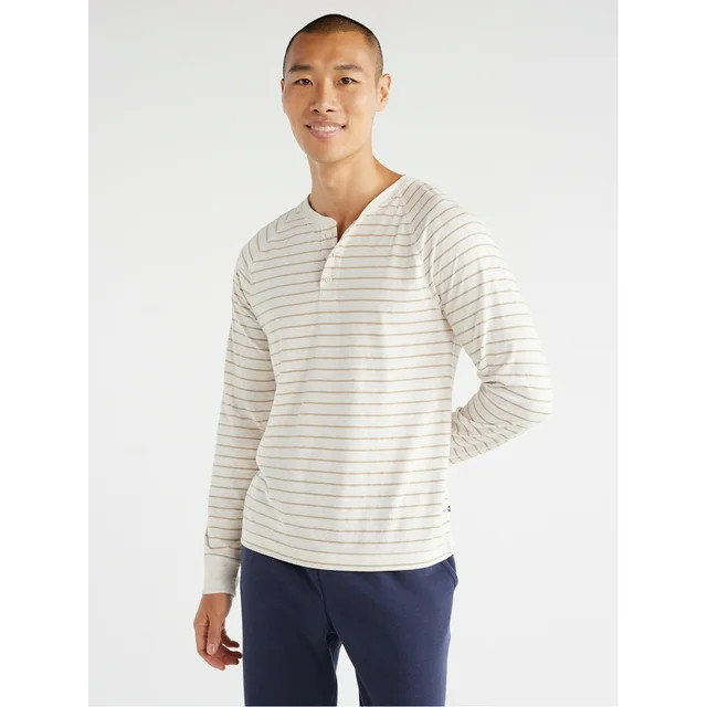Free Assembly Men's Cozy Raglan Henley Shirt with Long Sleeves, Sizes XS-3XL | Walmart (US)