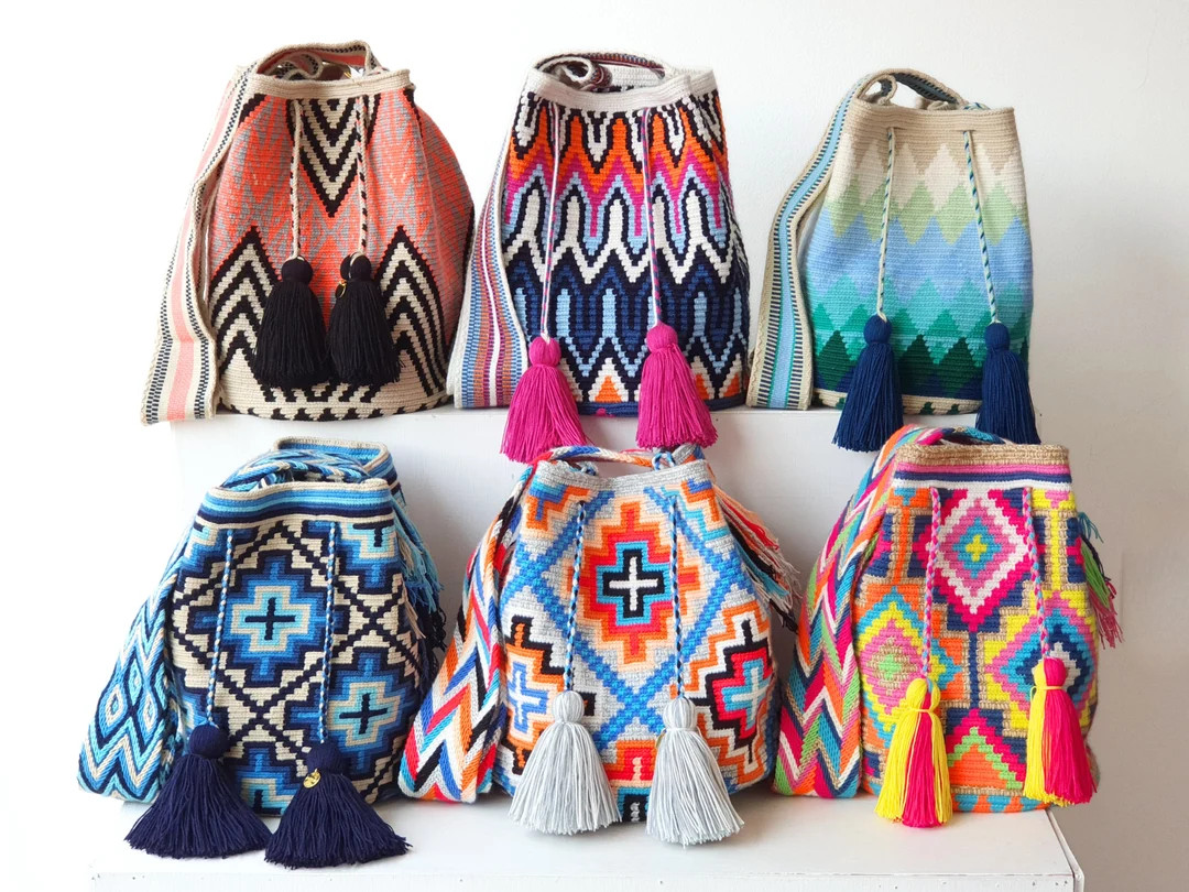 Large Rainbow Wayuu Bag: Handmade Colombian Crochet Crossbody - Etsy | Etsy (Global)