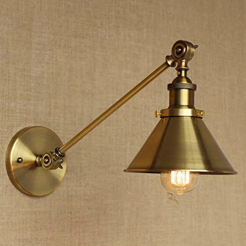 Adjustable Arm Wall Light Fixtures Brass Finish 1 Light Wall Sconce - LITFAD 7" Industrial Swing ... | Amazon (US)