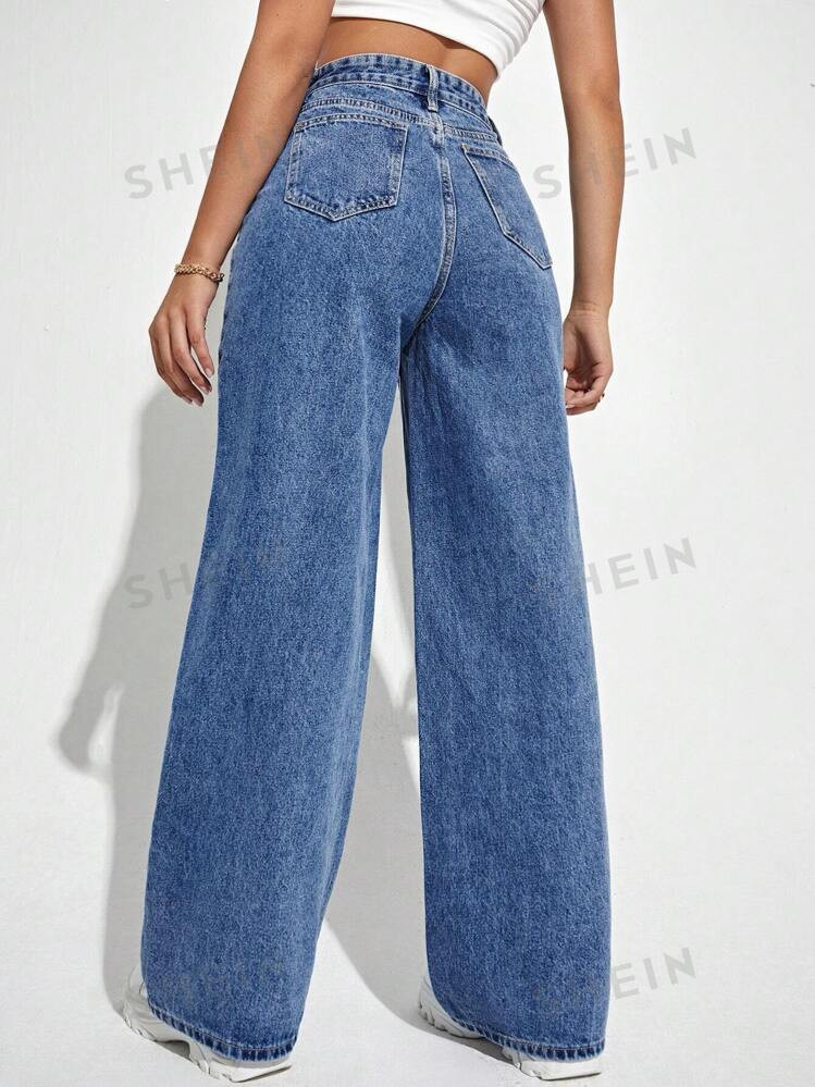 SHEIN EZwear High Waist Wide Leg Jeans | SHEIN