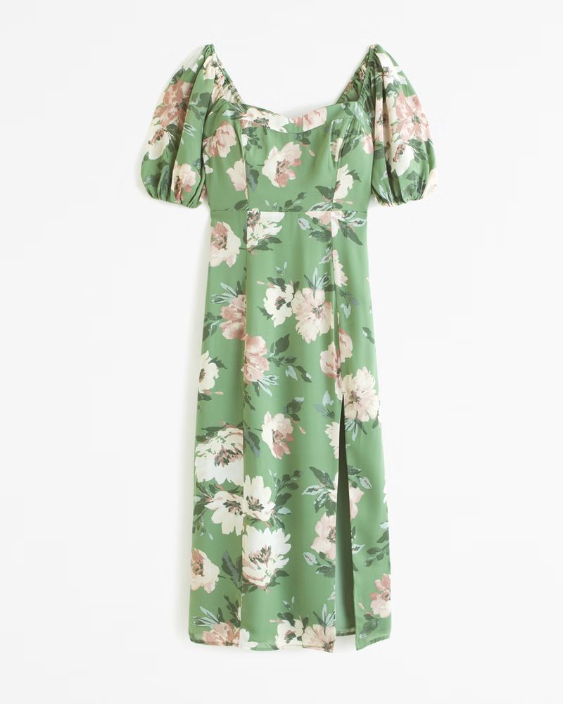 The A&F Camille Puff Sleeve Midi Dress | Abercrombie & Fitch (US)