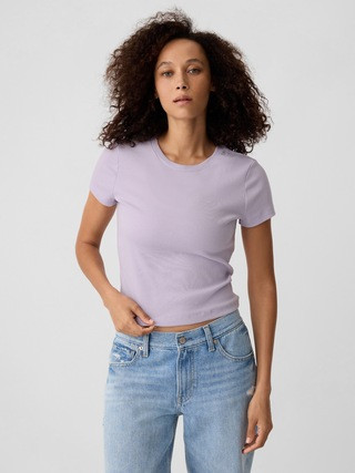 Cropped Fitted Ribbed T-Shirt | Gap Factory