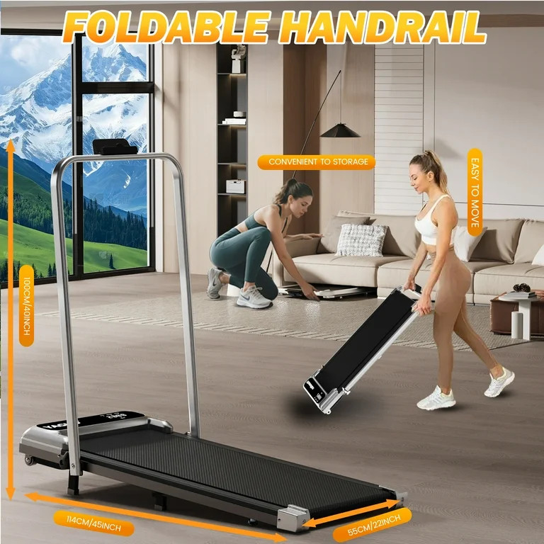 Yagud Walking Pad Treadmill with Handle Bar and Adjustable Incline, 3.8HP Portable Electric Tread... | Walmart (US)