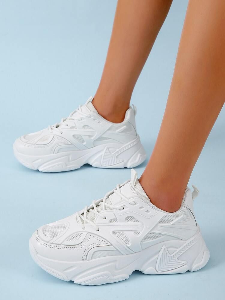 Minimalist Lace-up Front Chunky Sneakers | SHEIN