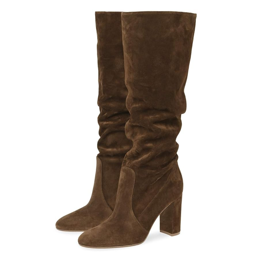 YDN Women Comfort Thigh Knee High Boots Chunky Heels Round Toe Pull On Wide Calf Winter Shoes 4-1... | Amazon (US)