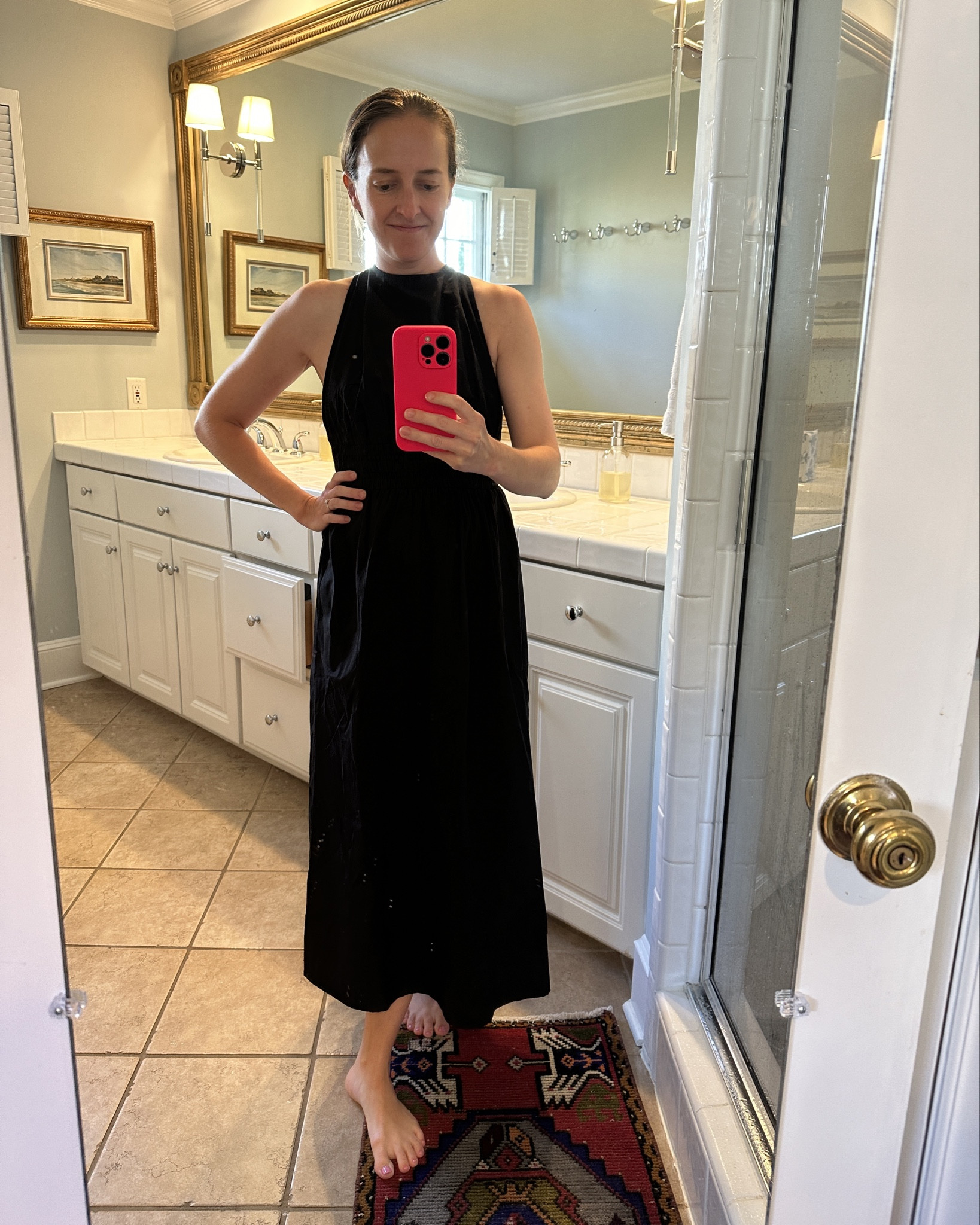 I don’t have high hopes for this one (thought it might be just another plain dress from target :-) ) BUT it is so good!! A lower back makes it feel special and the cut of the arms is so flattering- makes me look like I just did 50 push-ups!