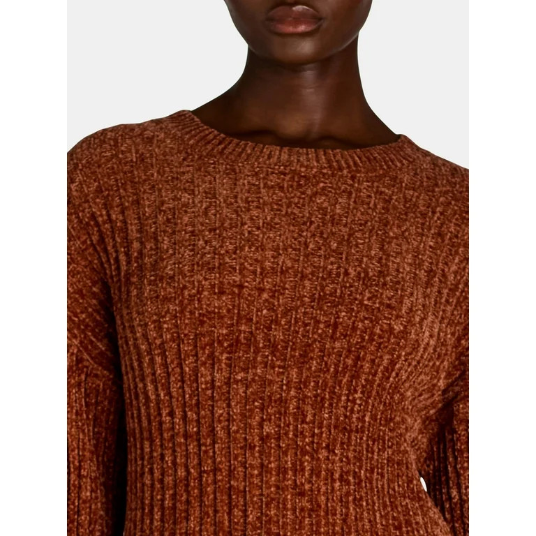 Time and Tru Women's and Women’s Plus Chenille Crewneck Sweater, Midweight, Sizes XS-4X - Walma... | Walmart (US)