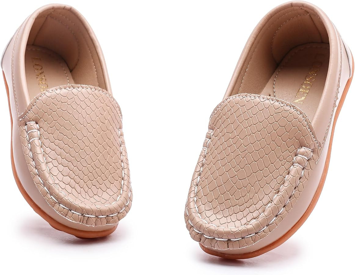 LONSOEN Toddler Little Kid Boys Girls Soft Slip On Loafers Dress Flat Shoes | Amazon (US)