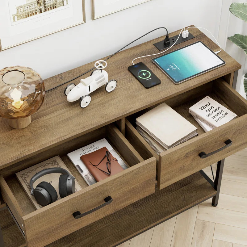 Jamestown Console Table with USB Ports and Outlets | Wayfair North America