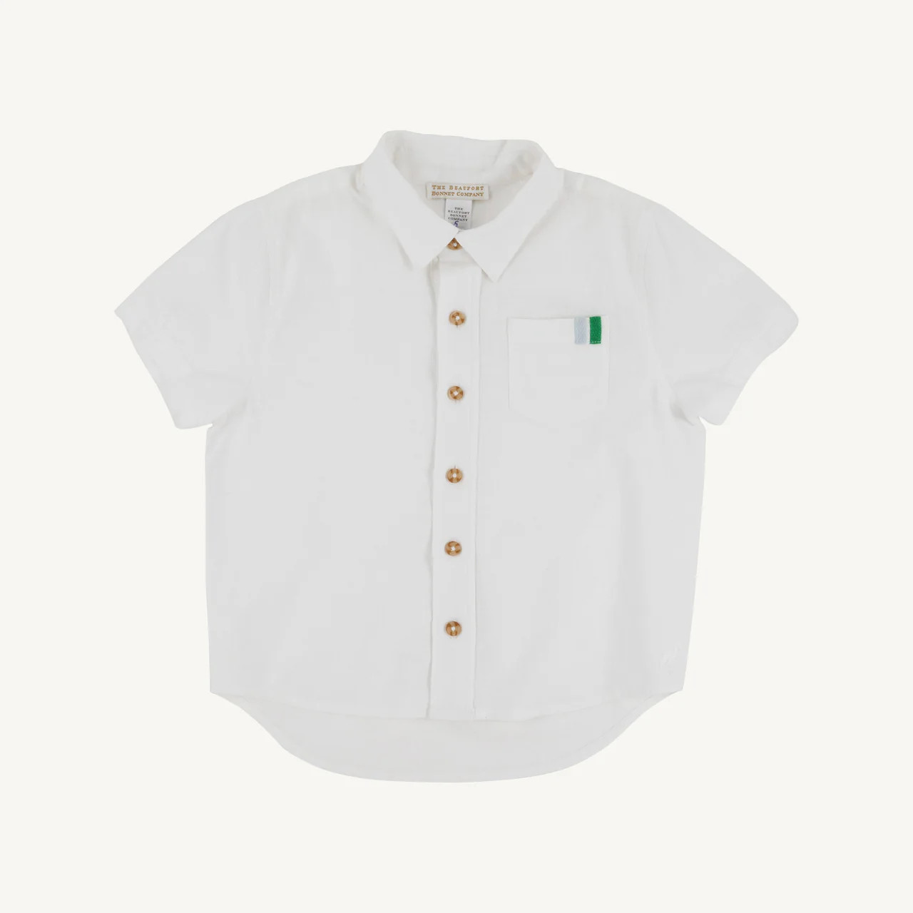 Short Sleeve Dean's List Dress Shirt (Linen) - Worth Avenue White, Buc | The Beaufort Bonnet Company